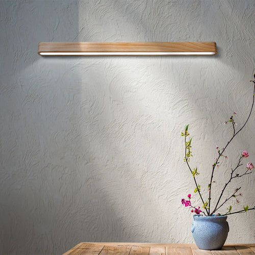 Modern solid wood LED wall light Japanese style design - vue 6 sur 8