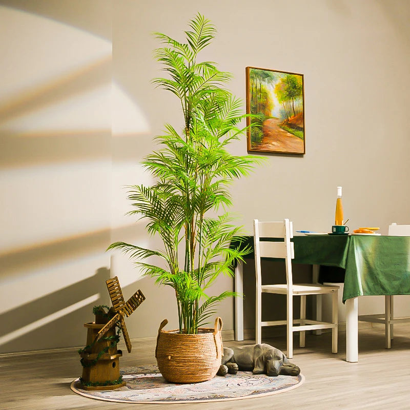 Tall tropical artificial palm tree in pot outdoor decoration