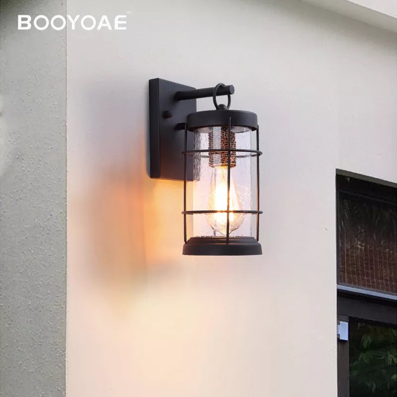 Modern waterproof outdoor wall light black for entrance, balcony, garden, terrace, porch E27