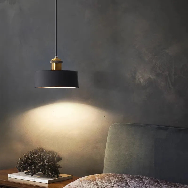 Minimalist modern retro loft pendant light with lampshade for kitchen, dining room, bedroom, restaurant - vue 3 sur 22