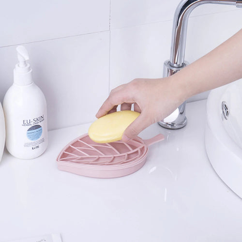 portable leaf-shaped double-layer soap box - vue 3 sur 8