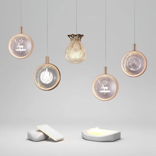 Modern Nordic style gold crystal LED pendant light - vue 2 sur 21