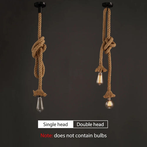 Vintage hemp rope pendant light base E27 1m 1.5m 2m 2.5m 3m 85-265V industrial loft retro hanging Edison ST64 G95 pendant - vue 4 sur 12