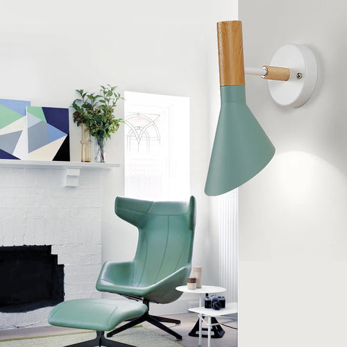 Modern wooden and iron wall light nordic design - vue 5 sur 6