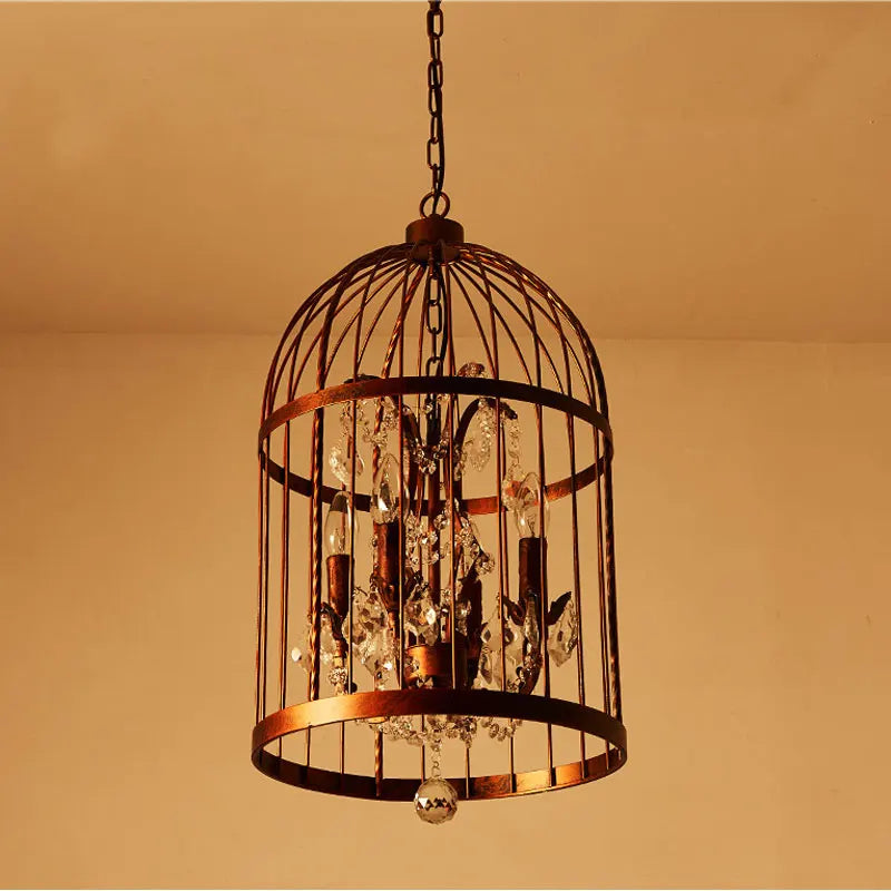 Vintage crystal bird cage chandelier for bar or restaurant - vue 5 sur 7