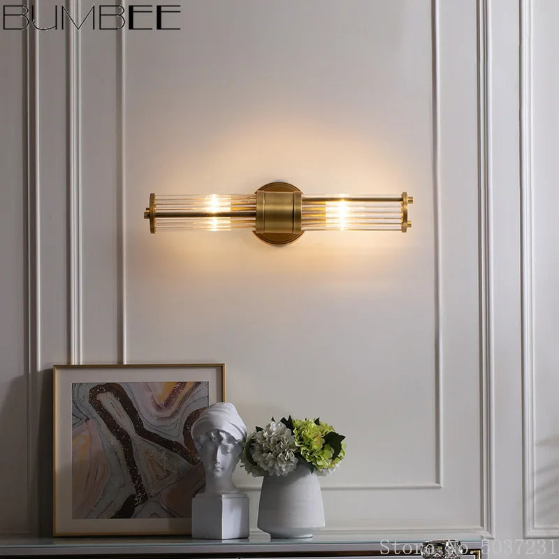 Elegant vintage crystal and copper wall light - vue 3 sur 7