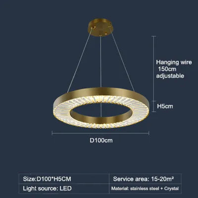 Luxury crystal chandelier modern Nordic style - vue 8 sur 12