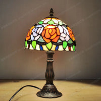 Tiffany style glass table lamp with decorative flowers