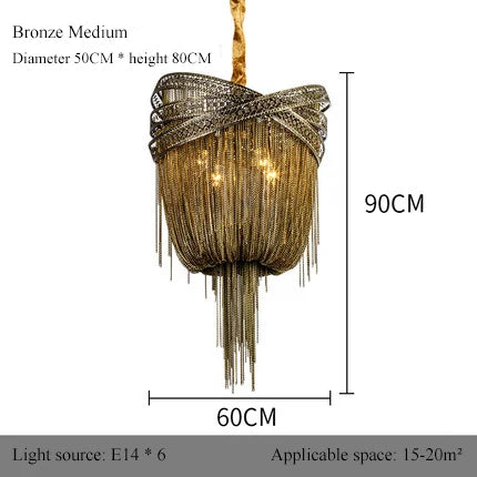 Industrial aluminium tassel LED chandelier