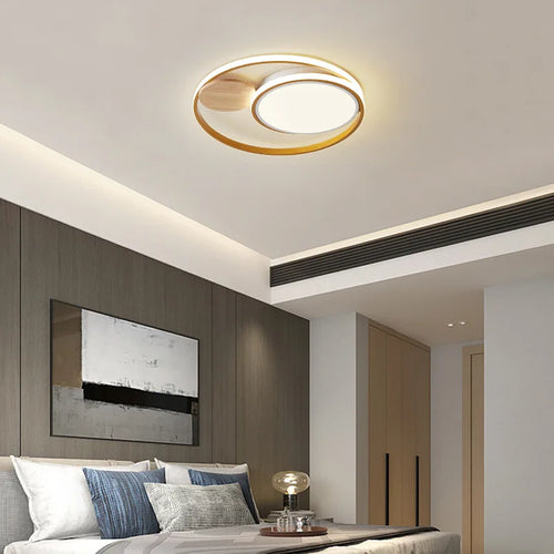 Modern Japanese style LED wooden and acrylic ceiling lights - vue 5 sur 8