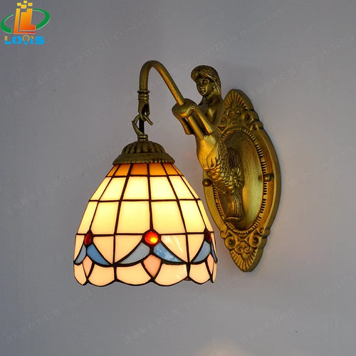 Tiffany style mermaid wall light with elegant design - vue 4 sur 13
