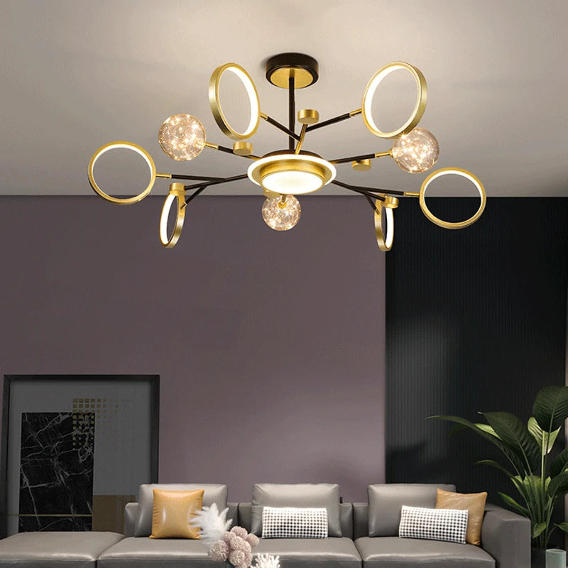 Modern Nordic iron chandelier with star lighting and creative decor