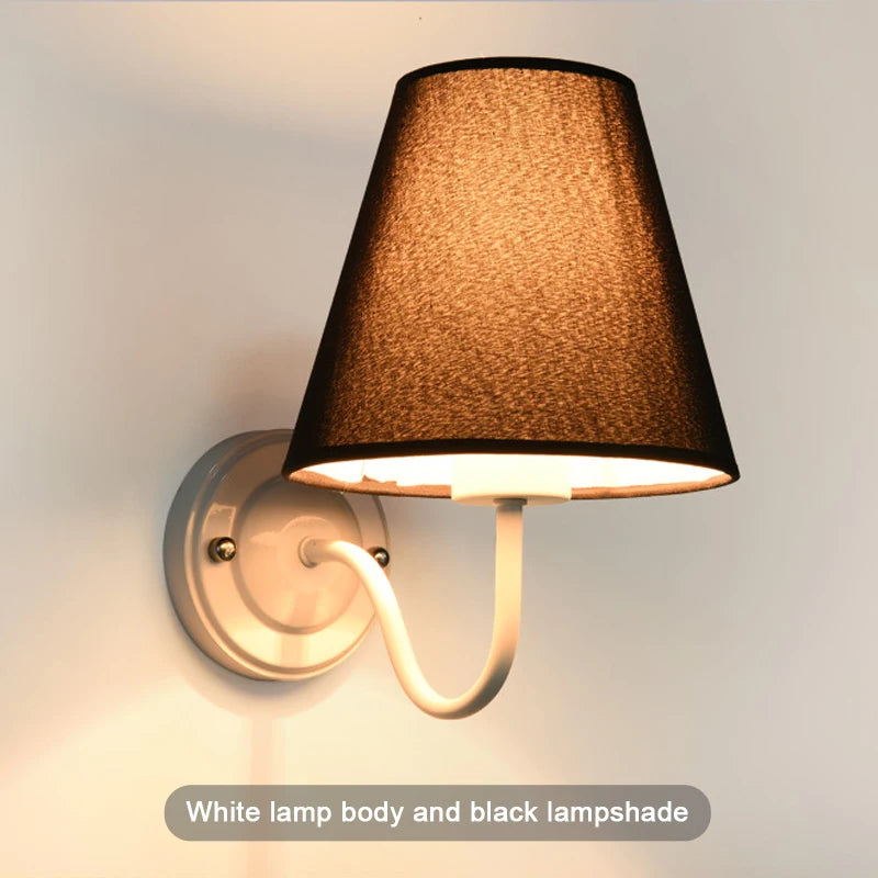 American retro fabric wall light with European LED lampshade - vue 12 sur 14