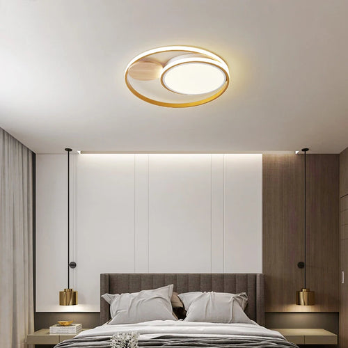 Modern Japanese style LED wooden and acrylic ceiling lights - vue 4 sur 8