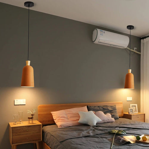 Minimalist nordic wooden LED pendant light with creative design - vue 4 sur 8