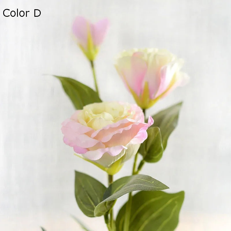 Artificial eustoma silk flowers for weddings, set of 3 branches - vue 4 sur 11