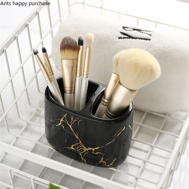 Multifunctional ceramic toothbrush holder for bathroom - vue 5 sur 19