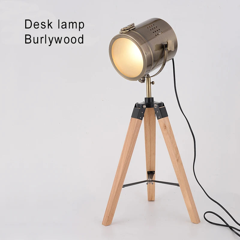 Nordic solid wood floor lamp with modern LED lighting
