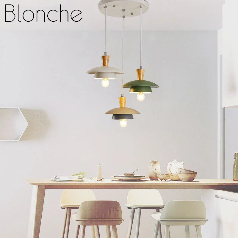 Modern wrought iron chandelier with creative macaron style for interiors