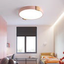Nordic round LED ceiling light made of creative decorative iron and wood