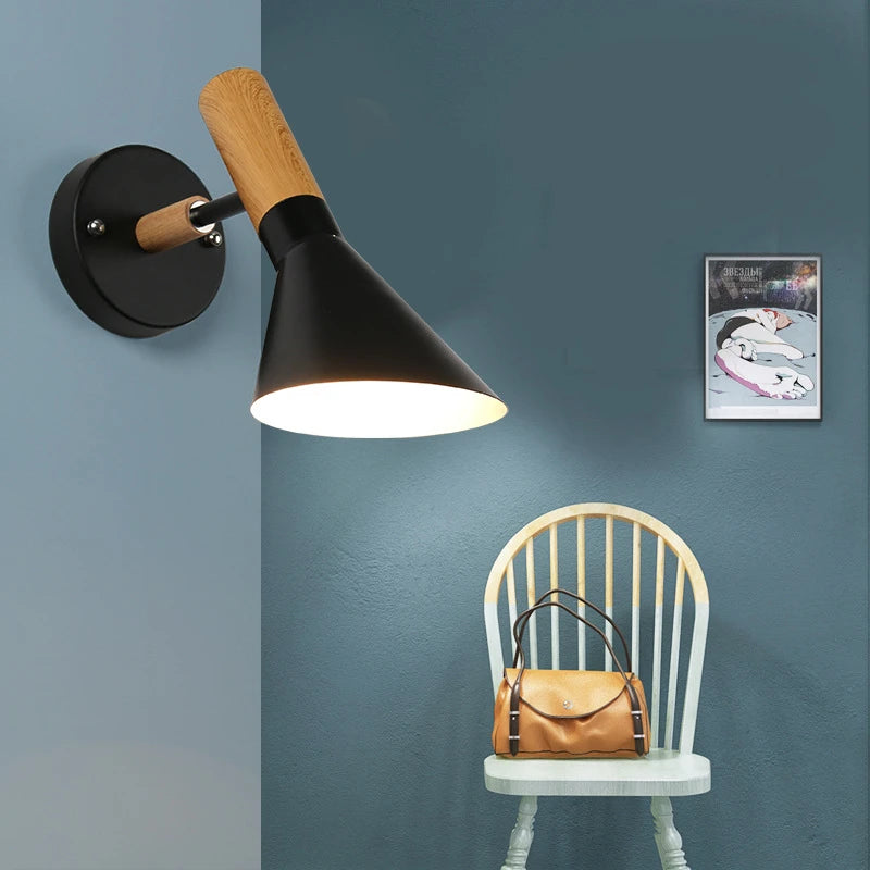 Modern wooden and iron wall light nordic design