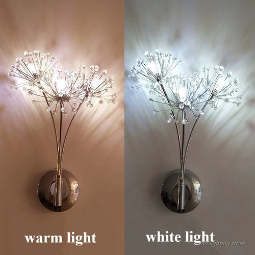 Creative crystal dandelion flower wall light - vue 3 sur 6