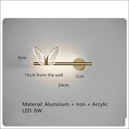 Modern romantic butterfly acrylic wall light - vue 14 sur 17
