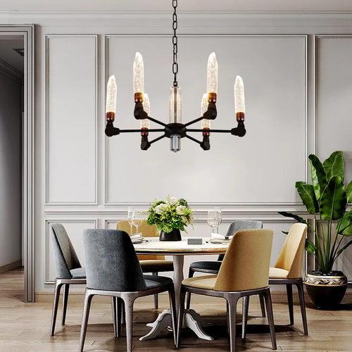 Modern creative nordic iron and crystal chandelier - vue 5 sur 19