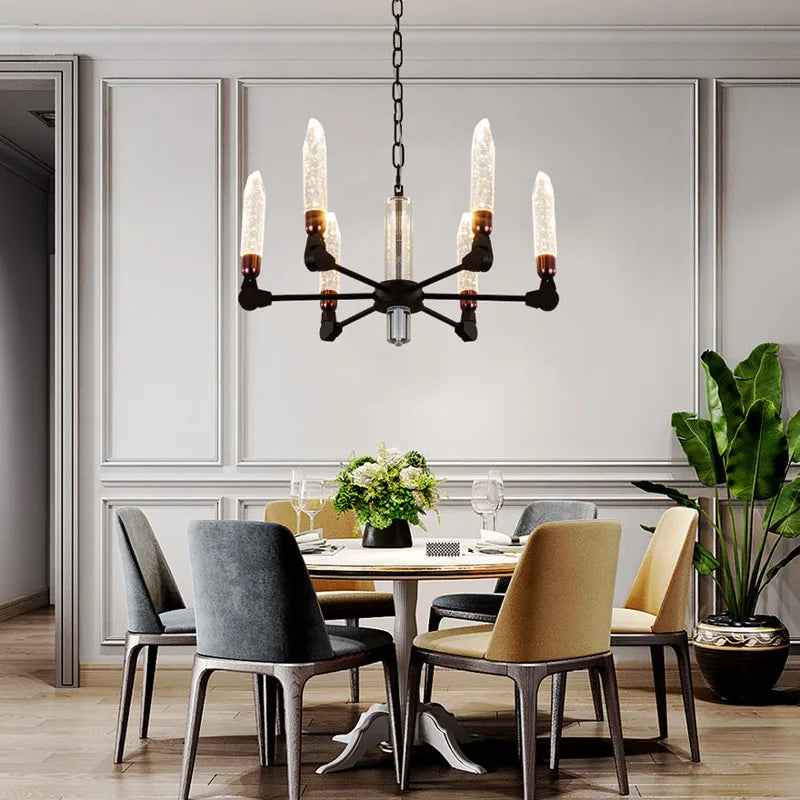 Modern creative nordic iron and crystal chandelier - vue 4 sur 19
