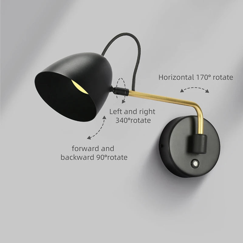 Aisilan LED dimmable swing arm wall light with touch switch for bedside, study or living room - vue 5 sur 8