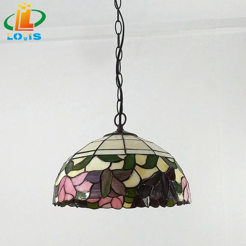 Begonia flower chandelier American style Tiffany lamp decorative lighting - vue 7 sur 6