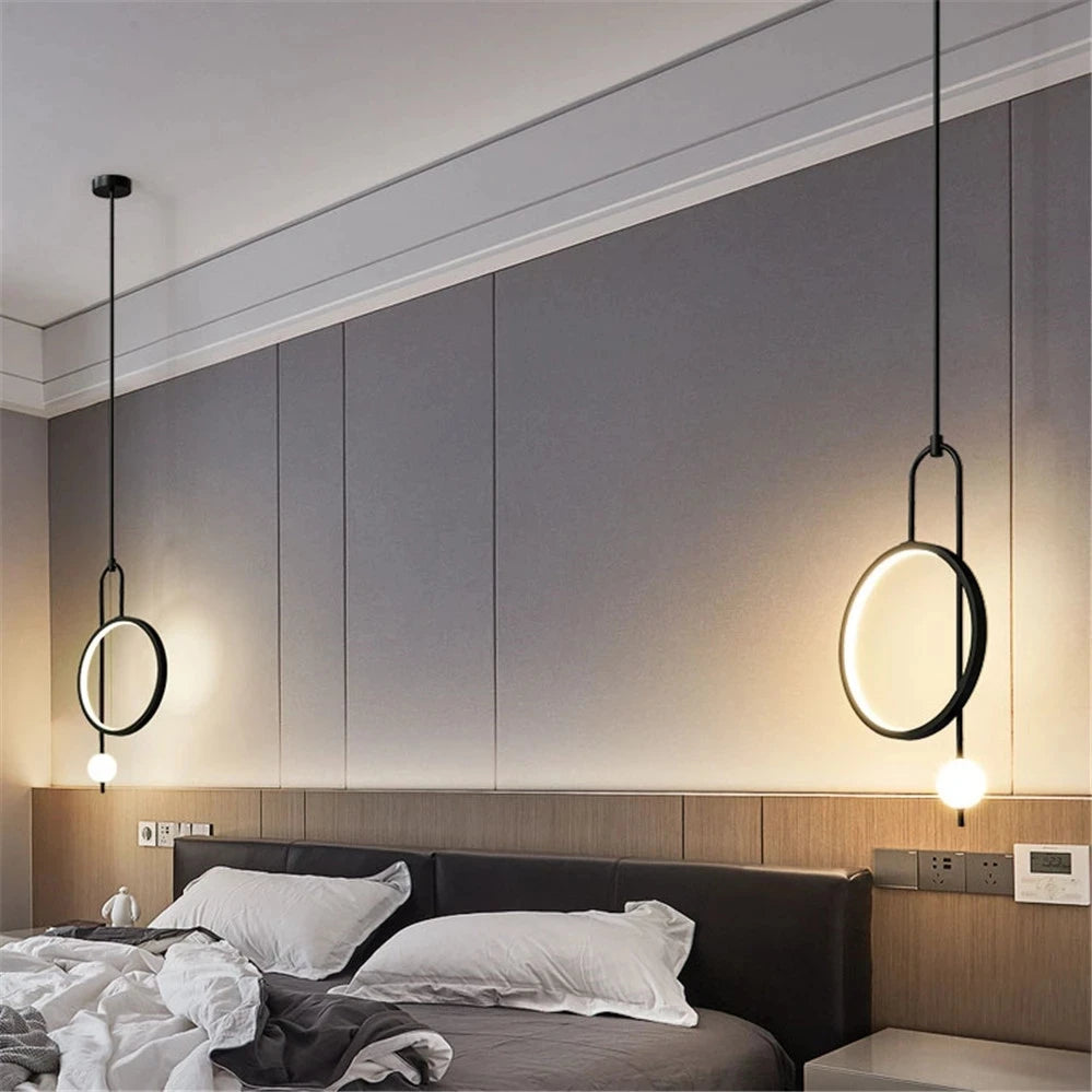 Nordic design LED ring pendant light for modern interior décor - vue 5 sur 8