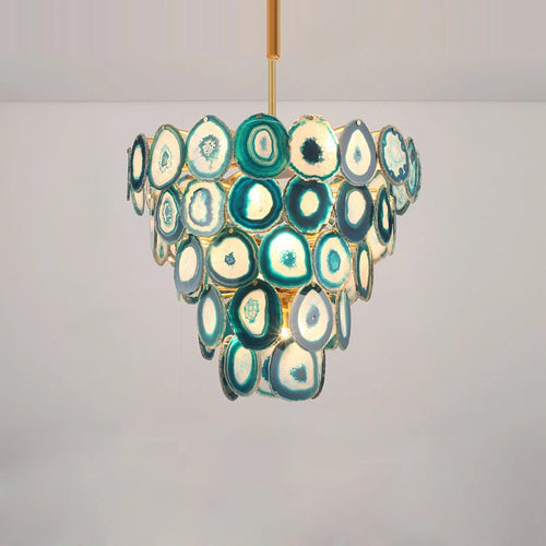 Modern designer chandelier with coloured agate for interiors - vue 2 sur 15