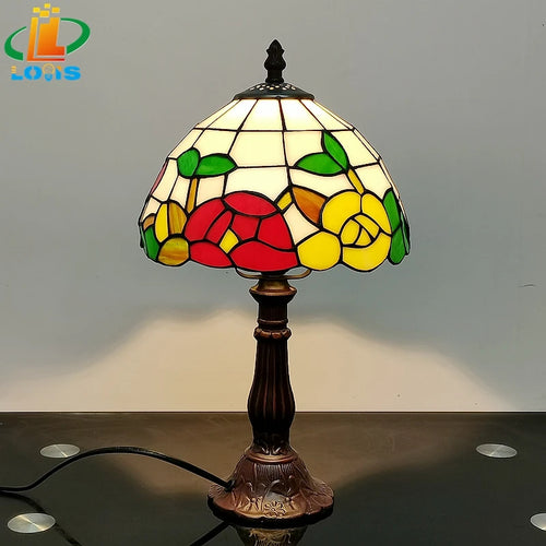Vintage Tiffany glass sunflowers desk lamp for gifts - vue 3 sur 13