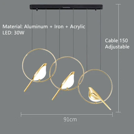 Gold plated modern adjustable novelty bird LED pendant light - vue 18 sur 18