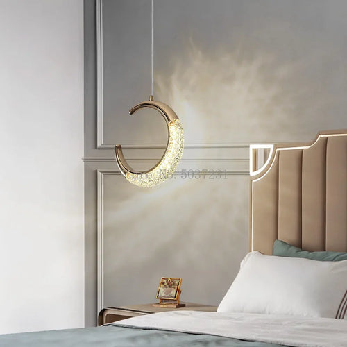 Modern Nordic style gold crystal LED pendant light - vue 6 sur 21