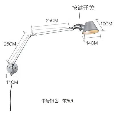 Modern LED wall light with foldable adjustable long arm for reading - vue 13 sur 16