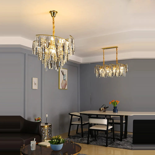 Art deco crystal and elegant metal designer chandelier - vue 7 sur 10