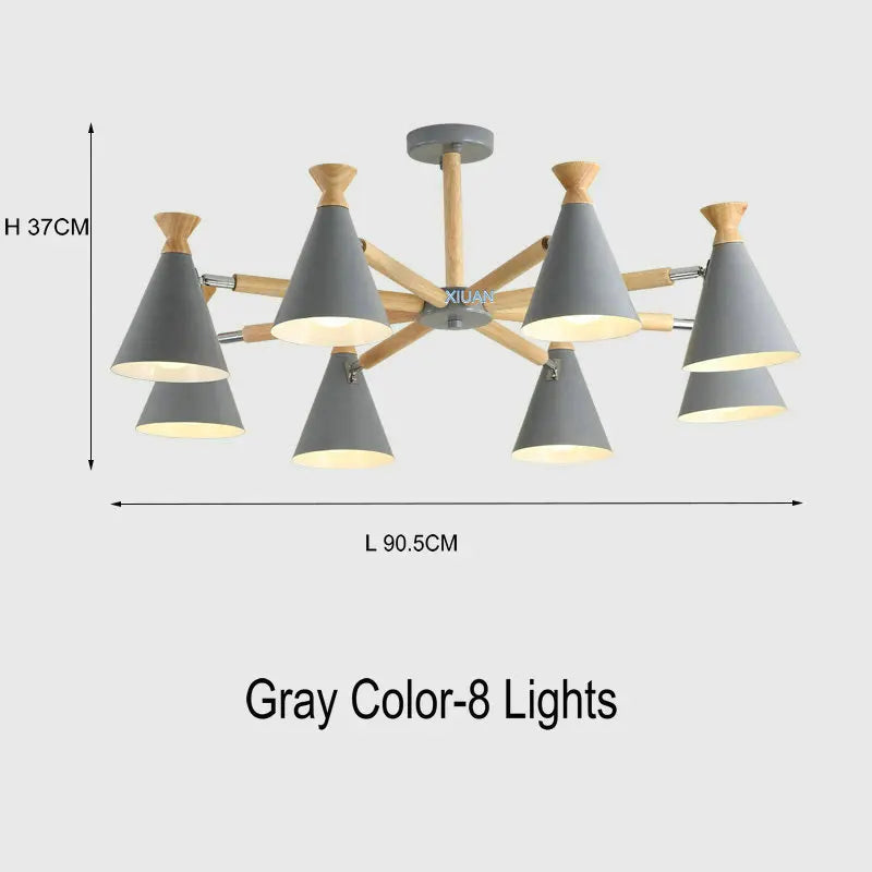 Nordic wooden pendant light for interior decor - vue 18 sur 26