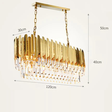 Art deco crystal chandelier in stainless steel with LED lighting - vue 7 sur 19