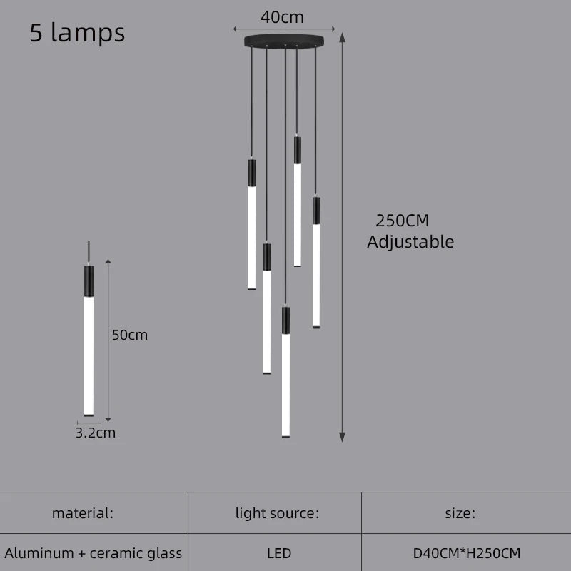 Modern nordic chandelier adjustable indoor design lighting