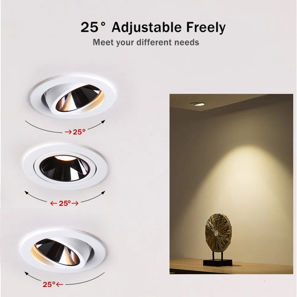 Modern adjustable anti-glare aluminium recessed ceiling light for indoor use - vue 3 sur 8