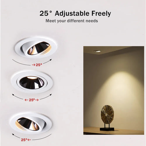 Modern adjustable anti-glare aluminium recessed ceiling light for indoor use - vue 3 sur 8