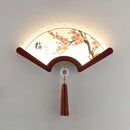 Decorative retro Asian design LED wooden fan wall light