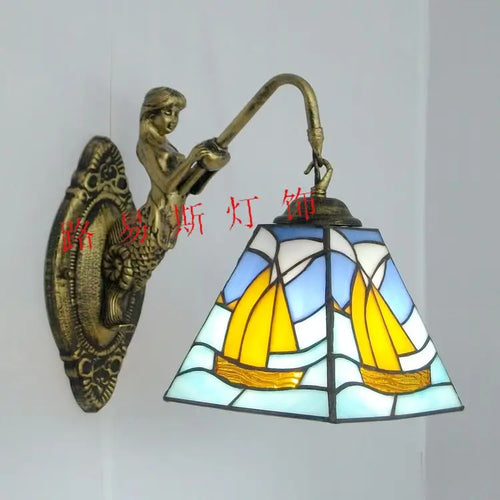 Tiffany style mermaid wall light with elegant design - vue 13 sur 13