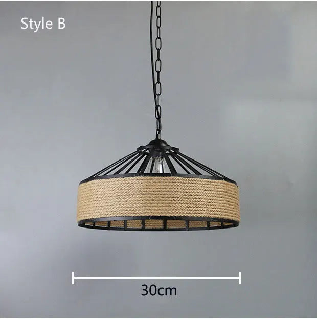 Iron rope industrial loft creative pendant light for restaurant, bar, café and dining room
