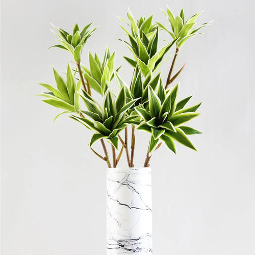 Large artificial bamboo branch with decorative flowers and leaves - vue 7 sur 8