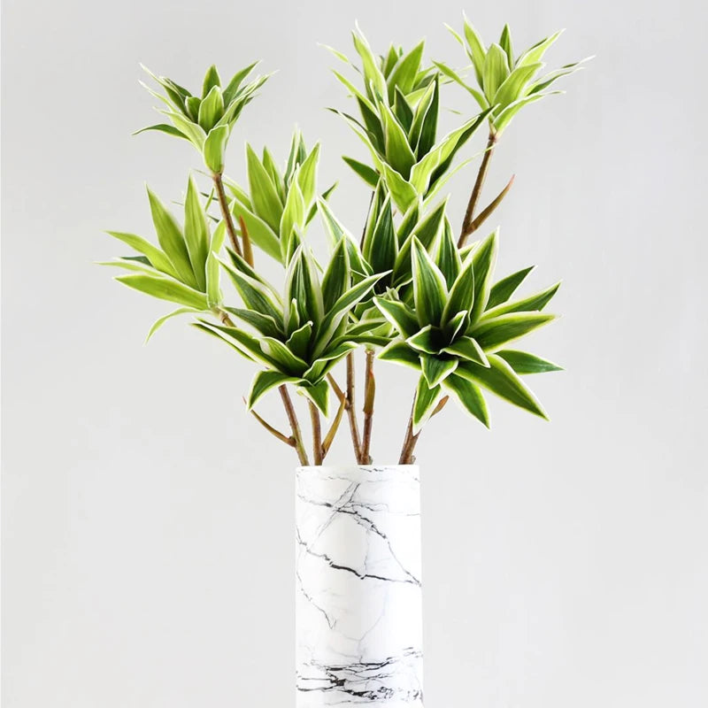 Large artificial bamboo branch with decorative flowers and leaves - vue 6 sur 8