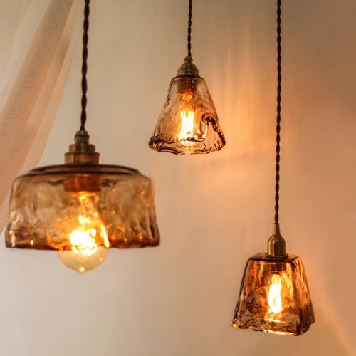 Adjustable vintage Japanese-style LED wood and copper pendant light - vue 3 sur 21