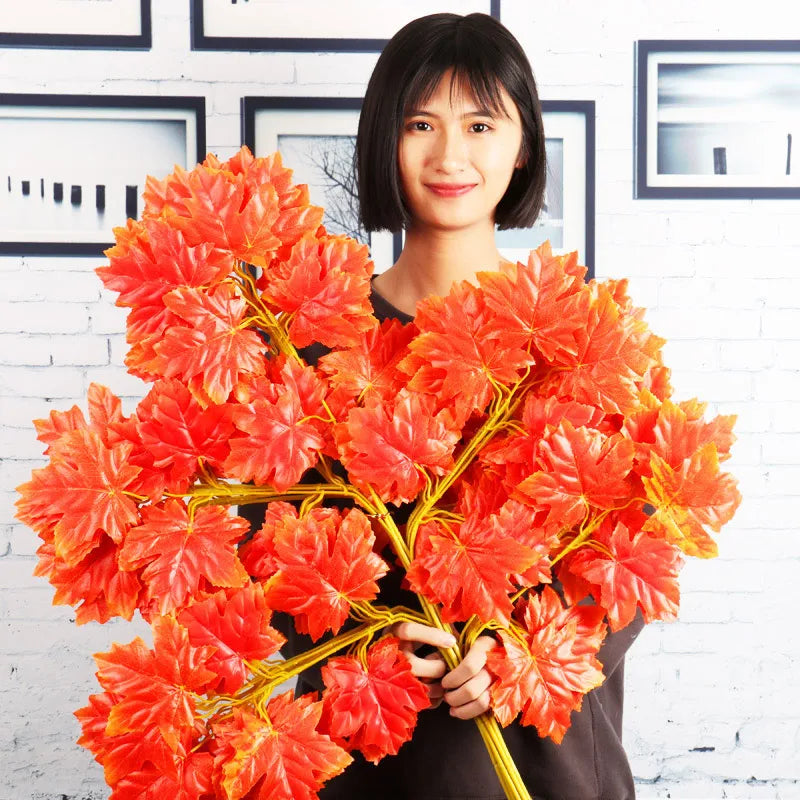 Set of 12 artificial maple leaves for autumn decoration - vue 14 sur 19